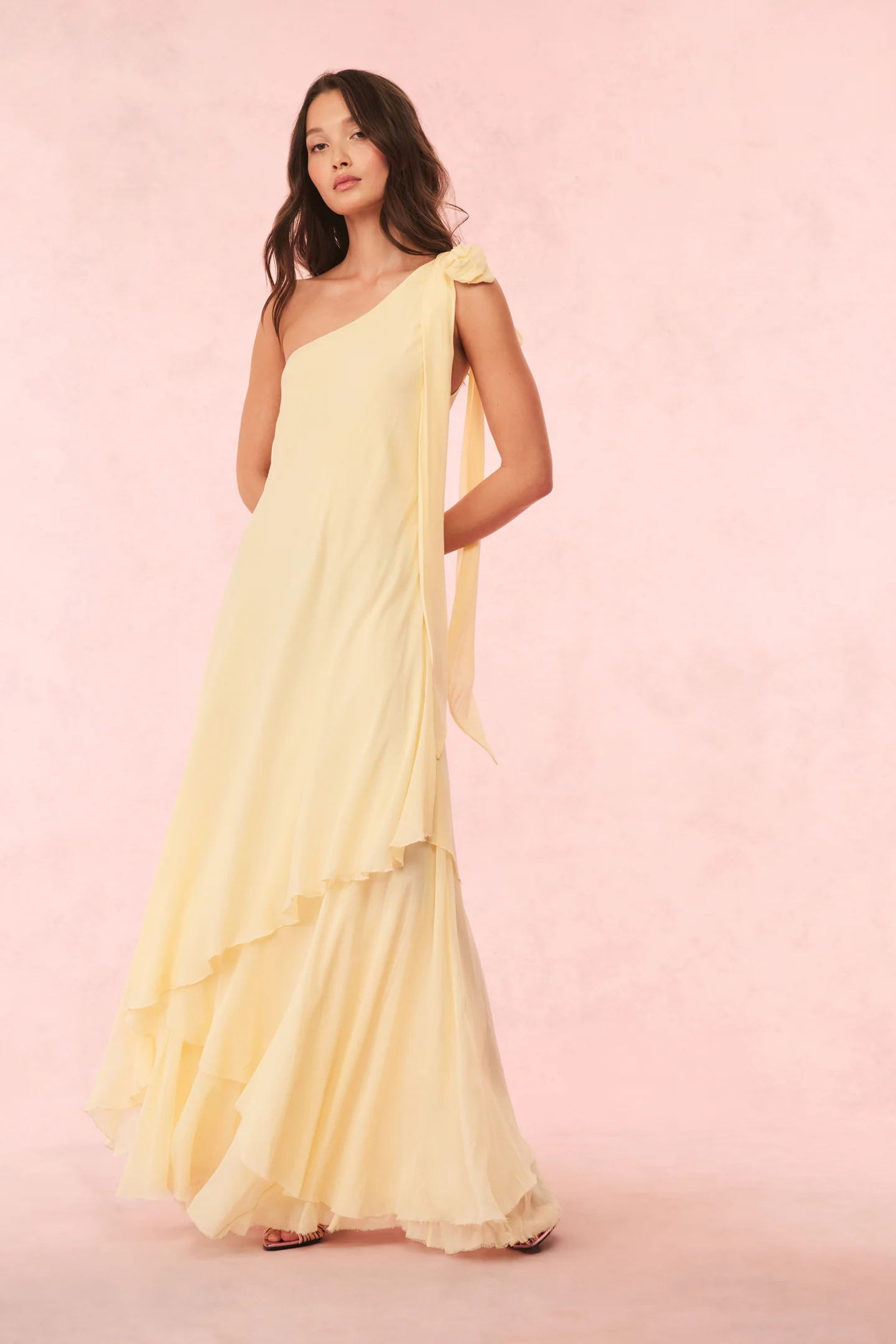 Alliara Chiffon One-Shoulder Gown