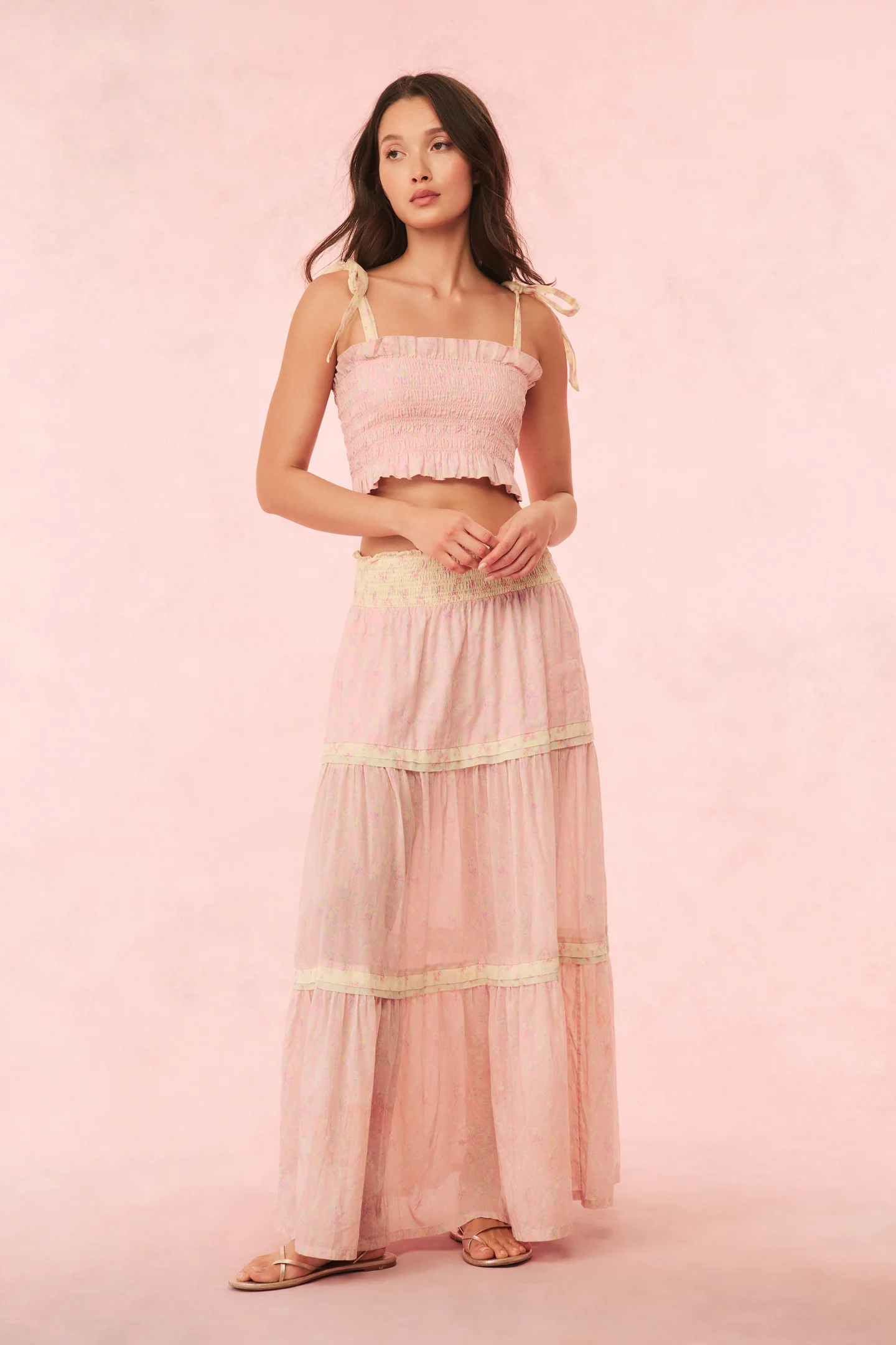 Phia Cotton Mixed Print Maxi Skirt