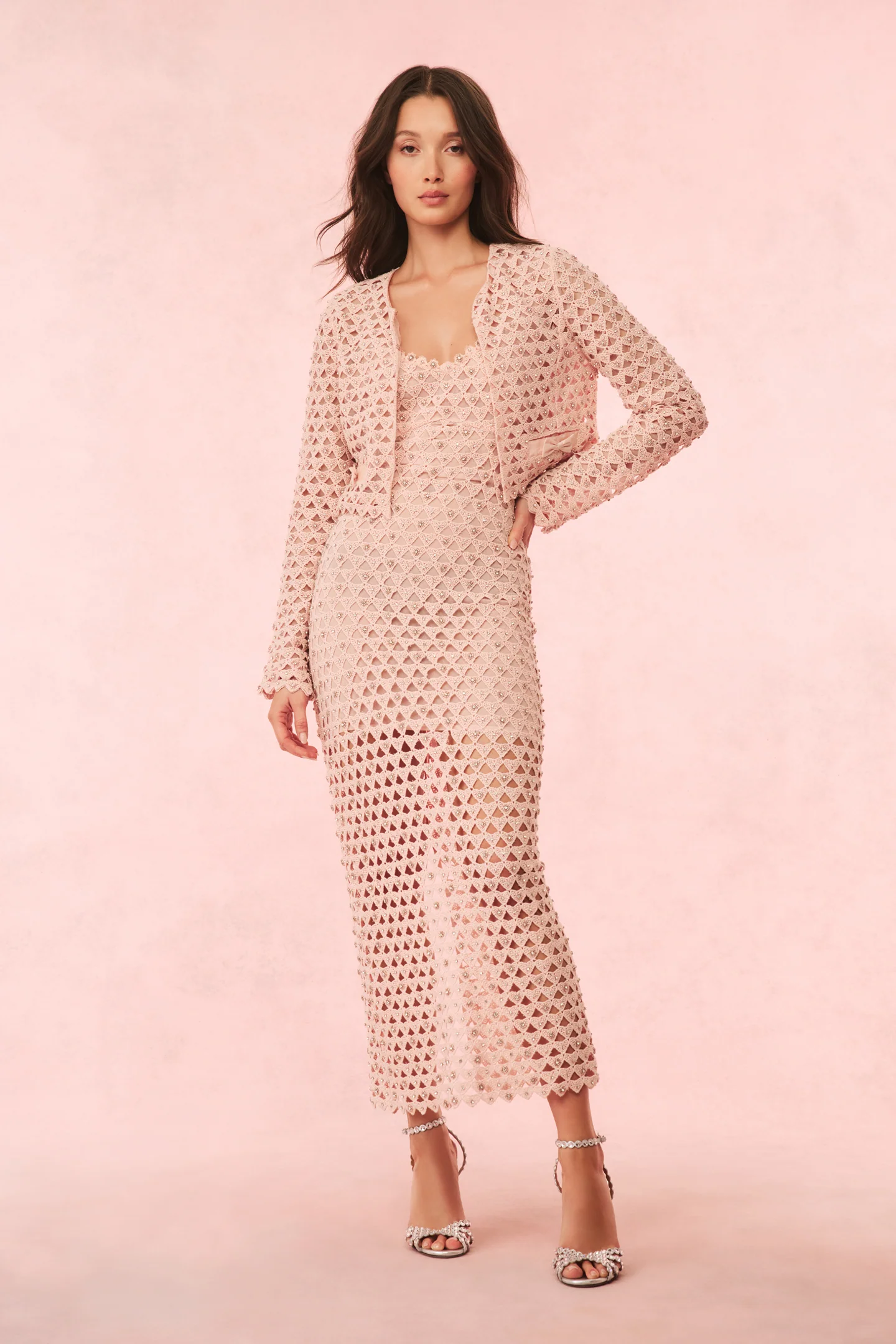 Alaya Rhinestone Cotton Lace Jacket