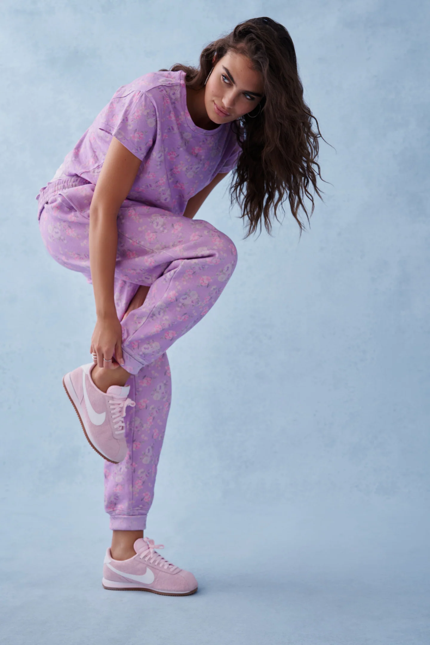 Lolana Floral Cotton Sweatpants - HIBISCUS