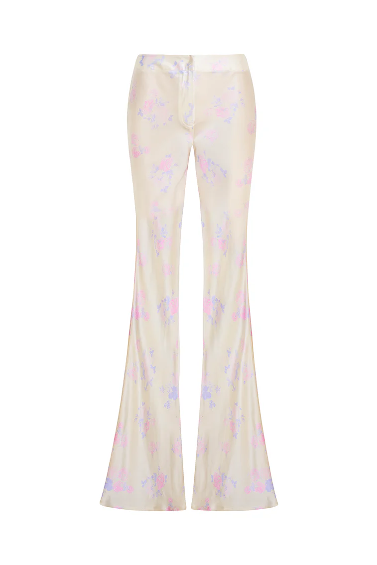 Daniya Wide Leg Printed Silk Pants