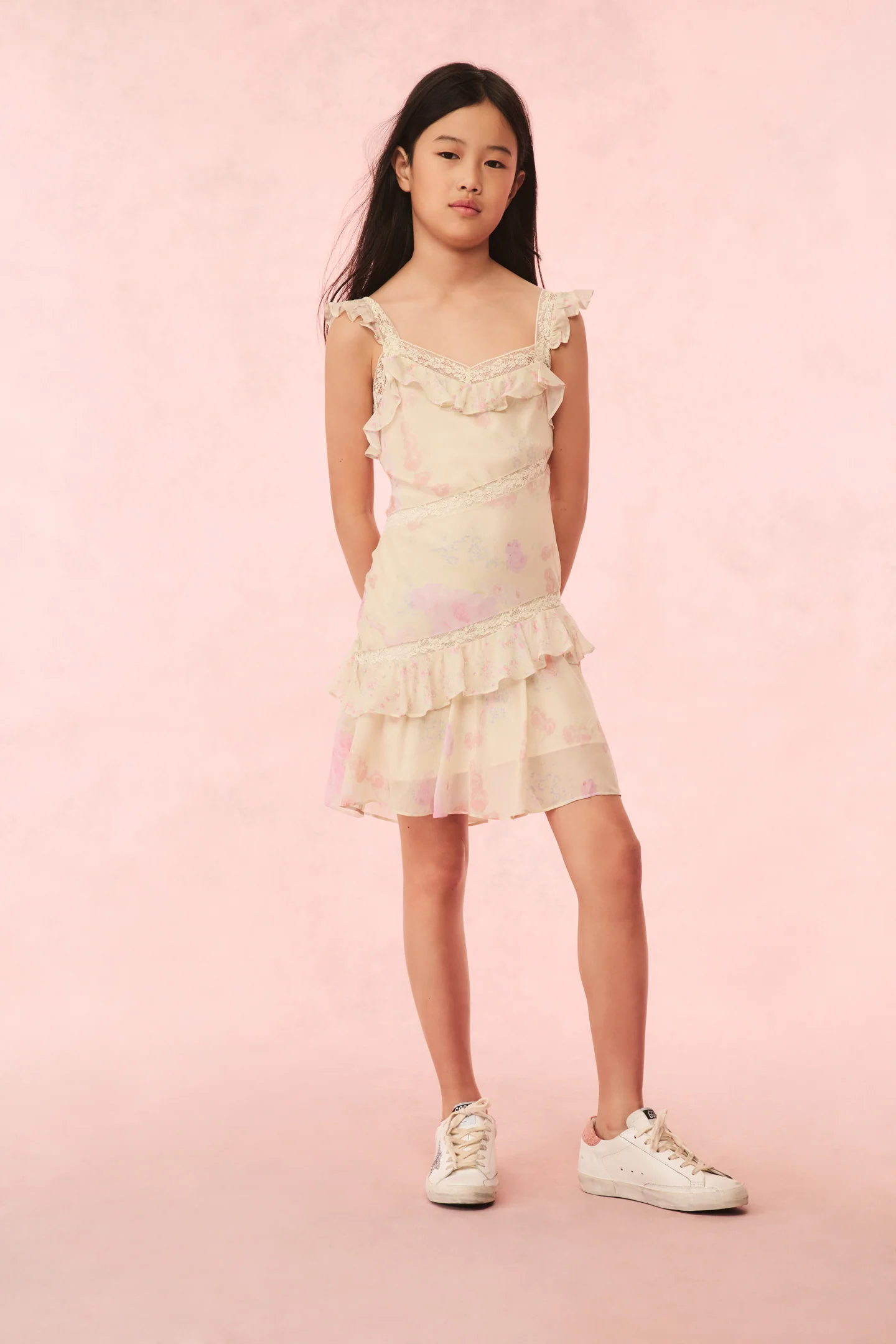 Girls Idaline Floral Ruffle Dress