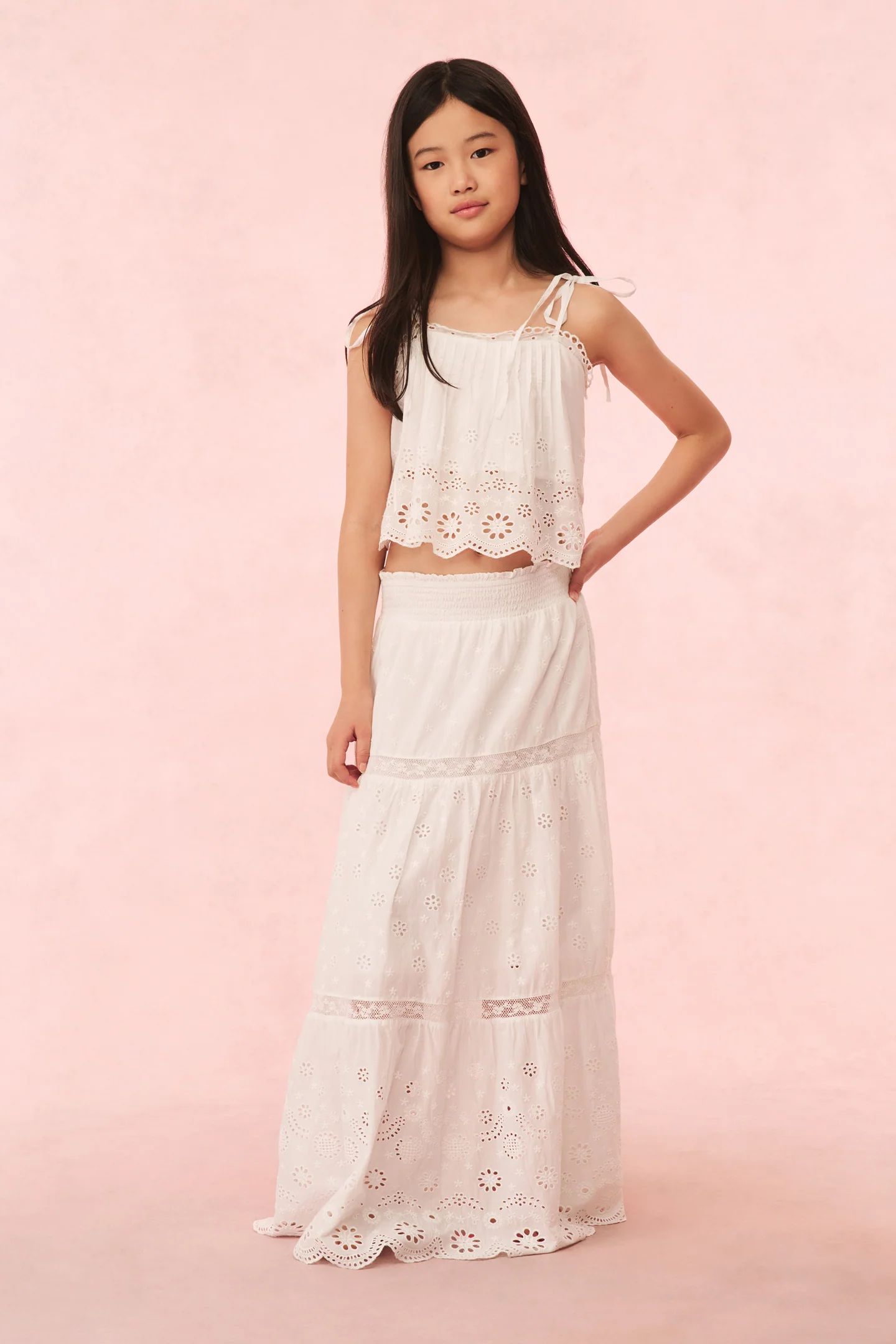 Girls Caelia Eyelet Lace Maxi Skirt