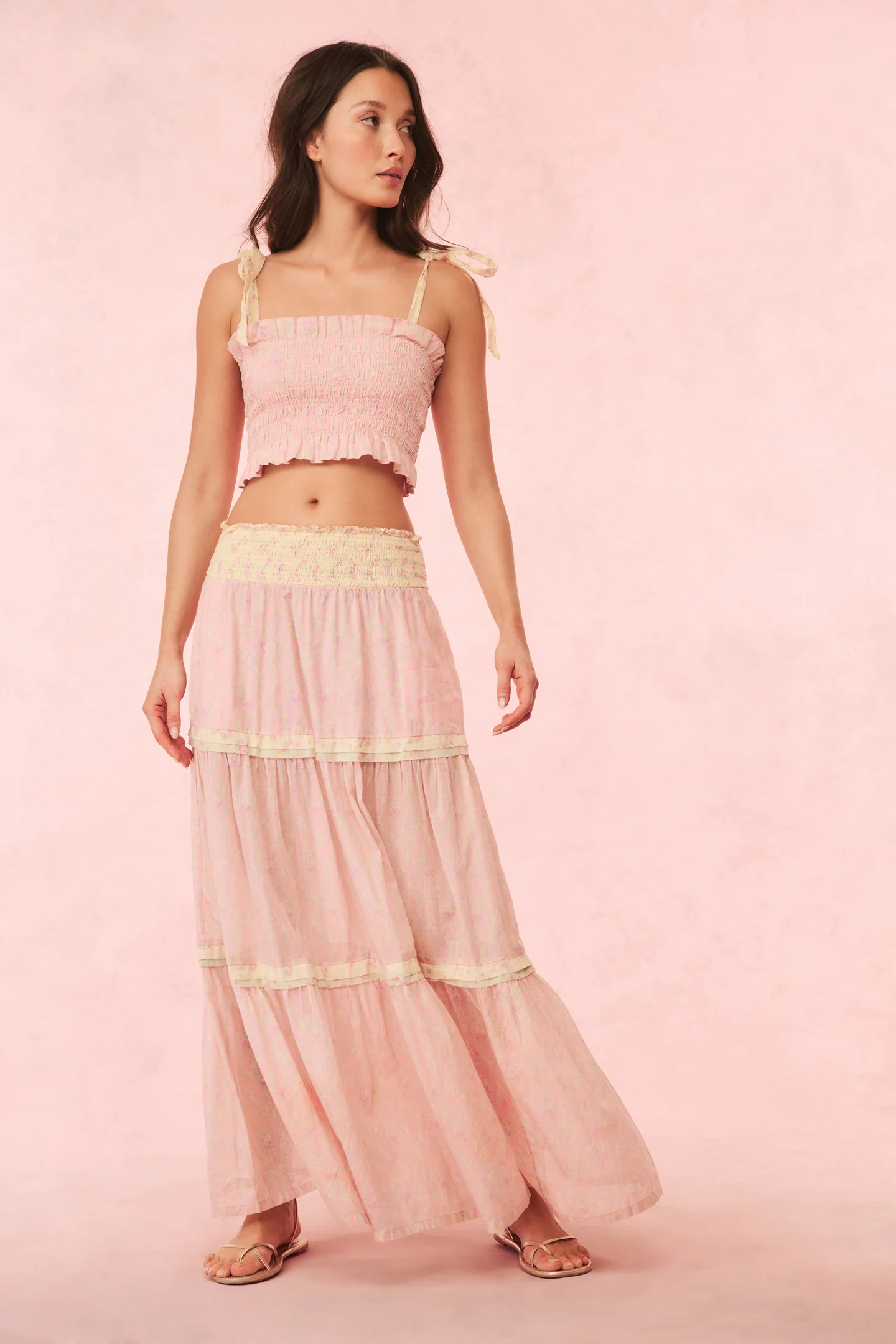 Phia Cotton Mixed Print Maxi Skirt