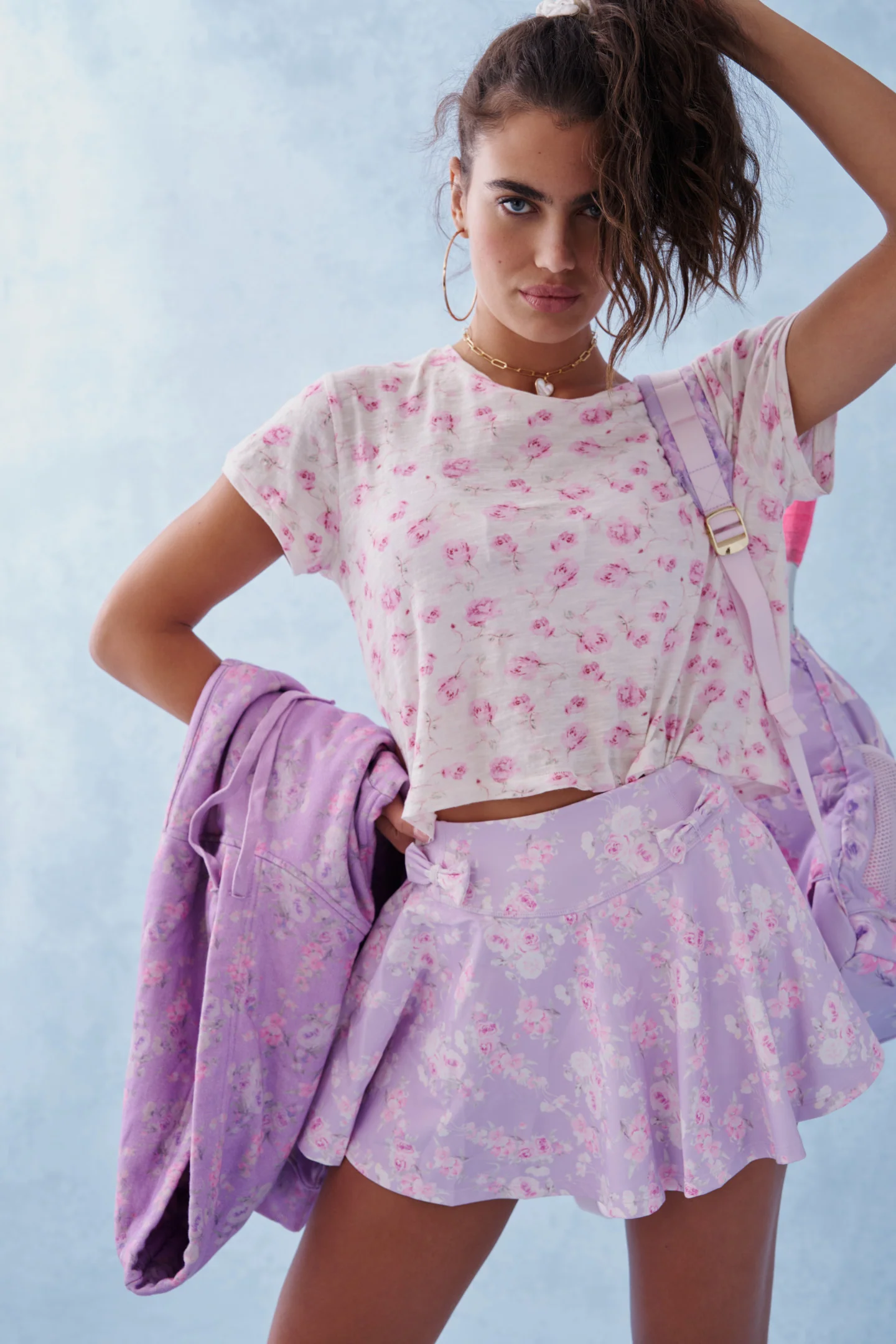 Corene Floral Active Skort - HIBISCUS