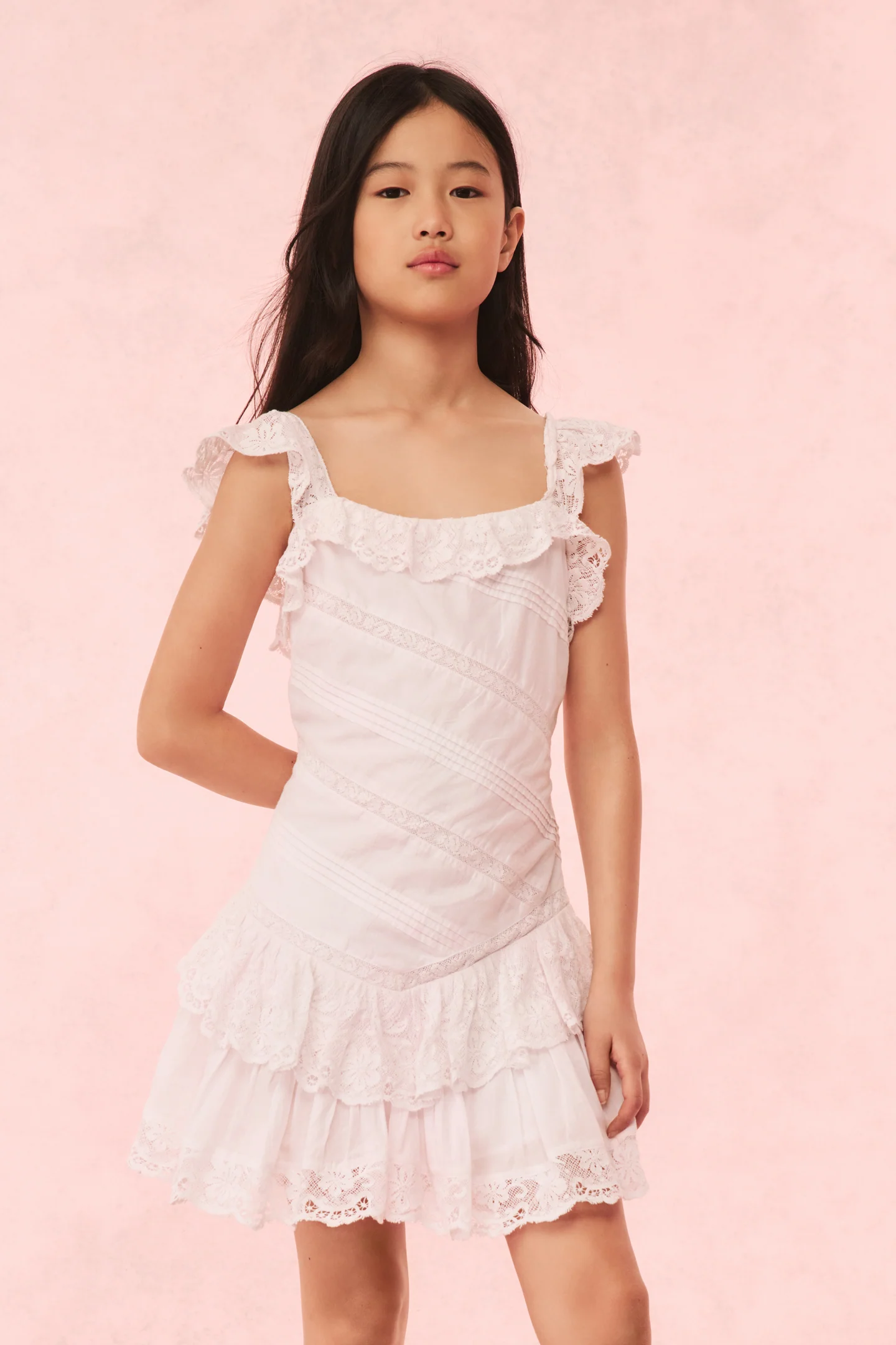 Girls Poppi Cotton Lace-Detailed Dress