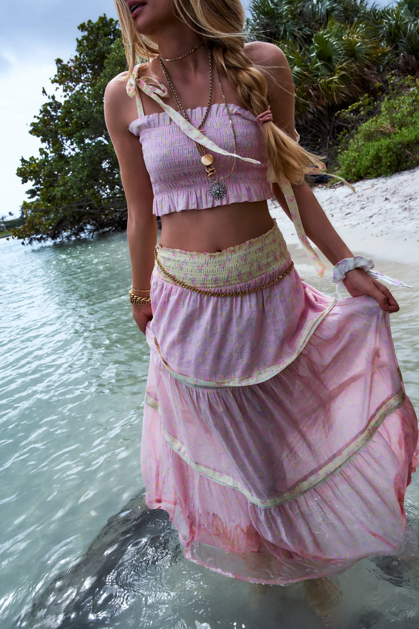 Phia Cotton Mixed Print Maxi Skirt