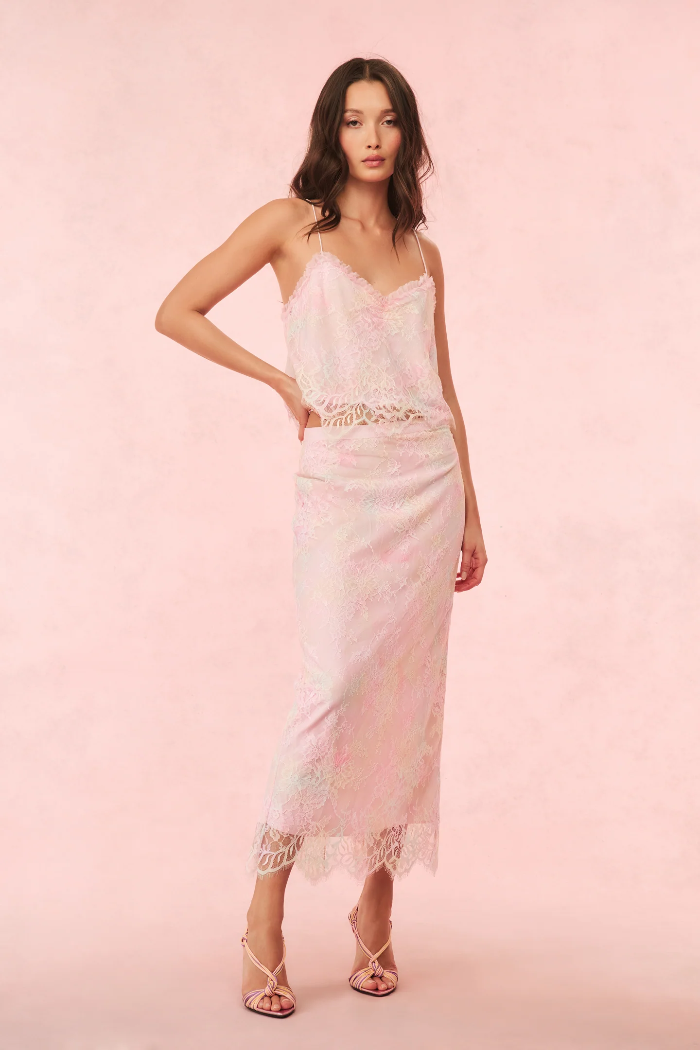 Goodall Tie-Dye Lace Maxi Skirt