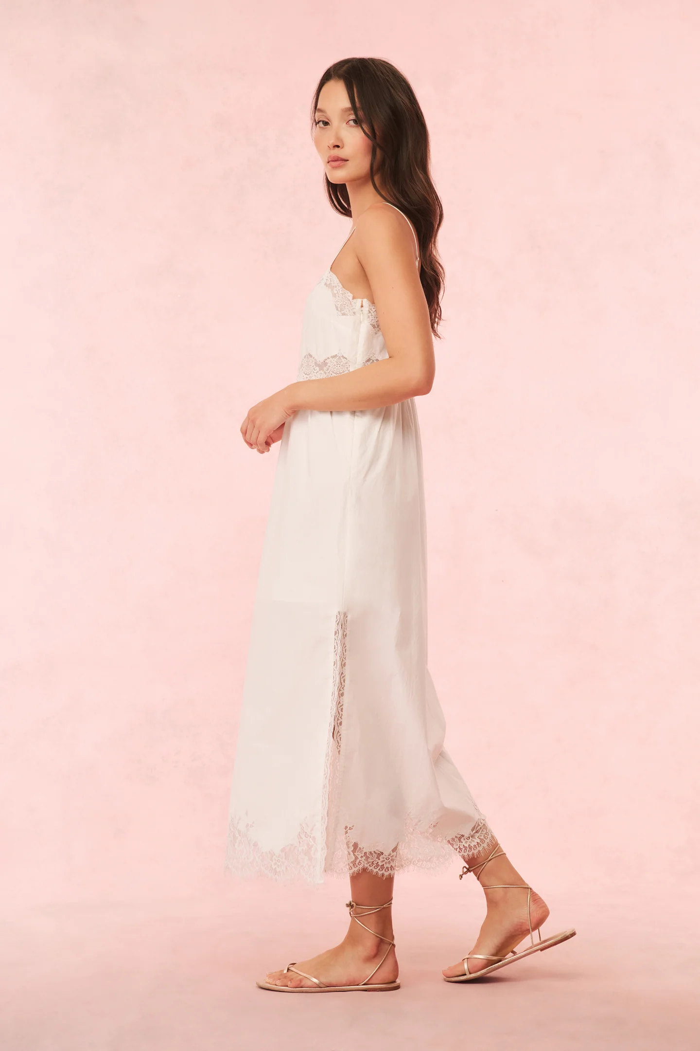 Vinca Cotton Lace Bow Midi Dress