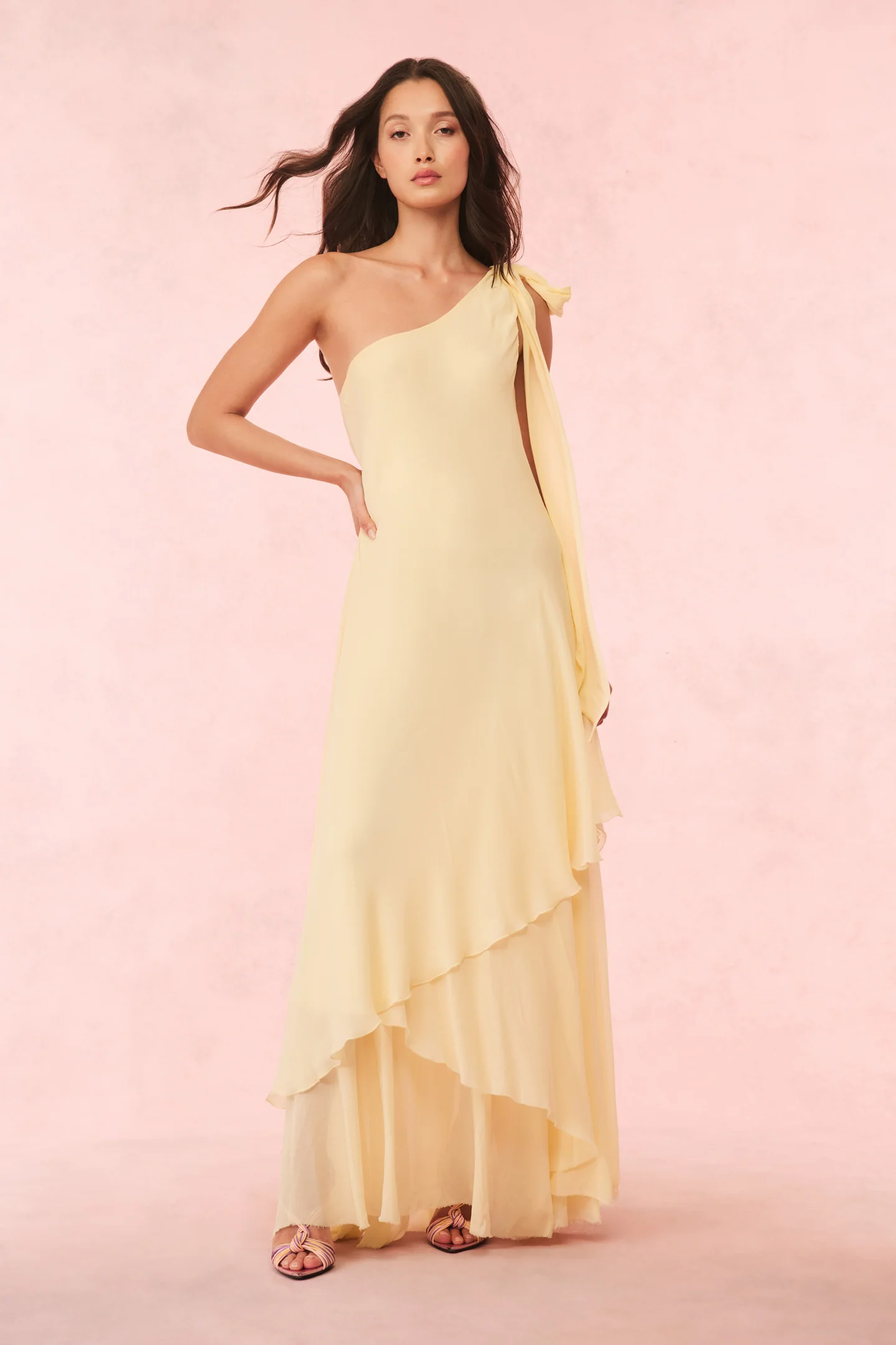 Alliara Chiffon One-Shoulder Gown