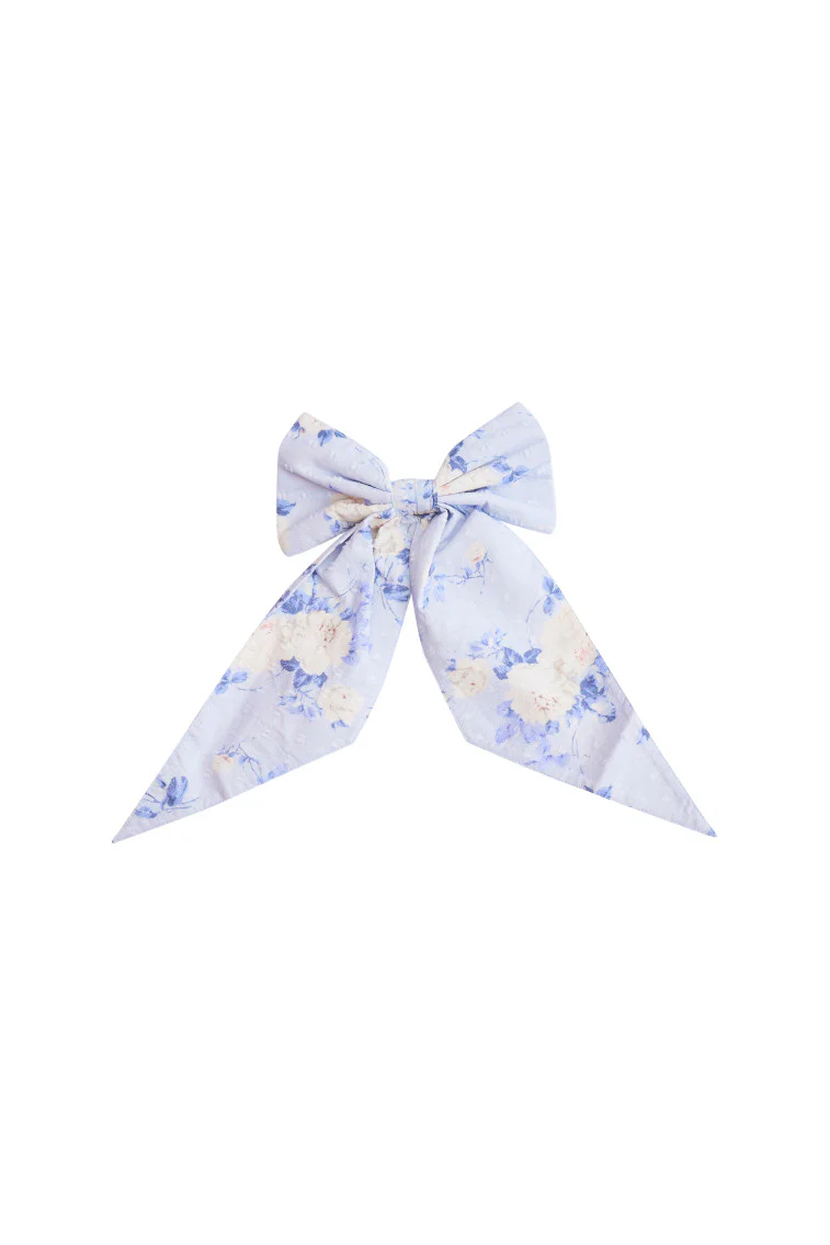Patchouli Fragrance Print Bow Clip- WHISPER BLUE
