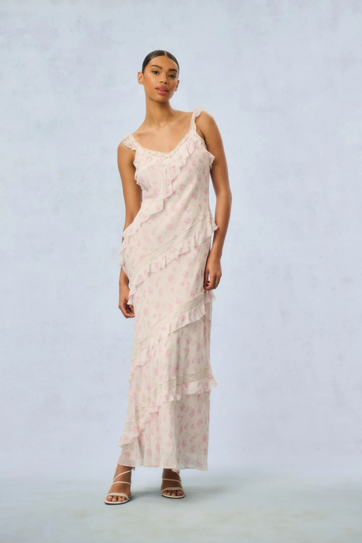 Radiance Fragrance Print Maxi Dress - STERLING DUSK