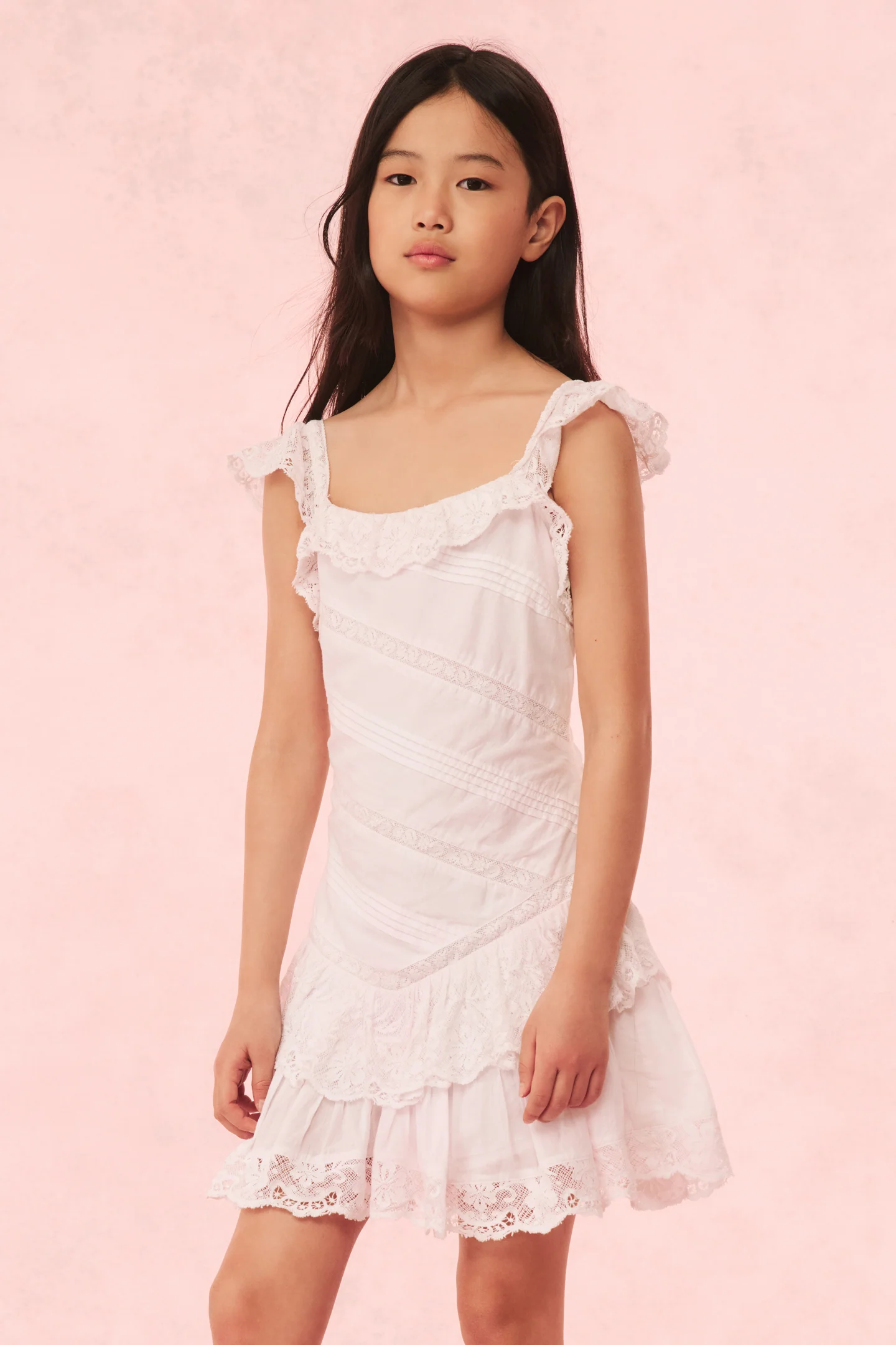 Girls Poppi Cotton Lace-Detailed Dress