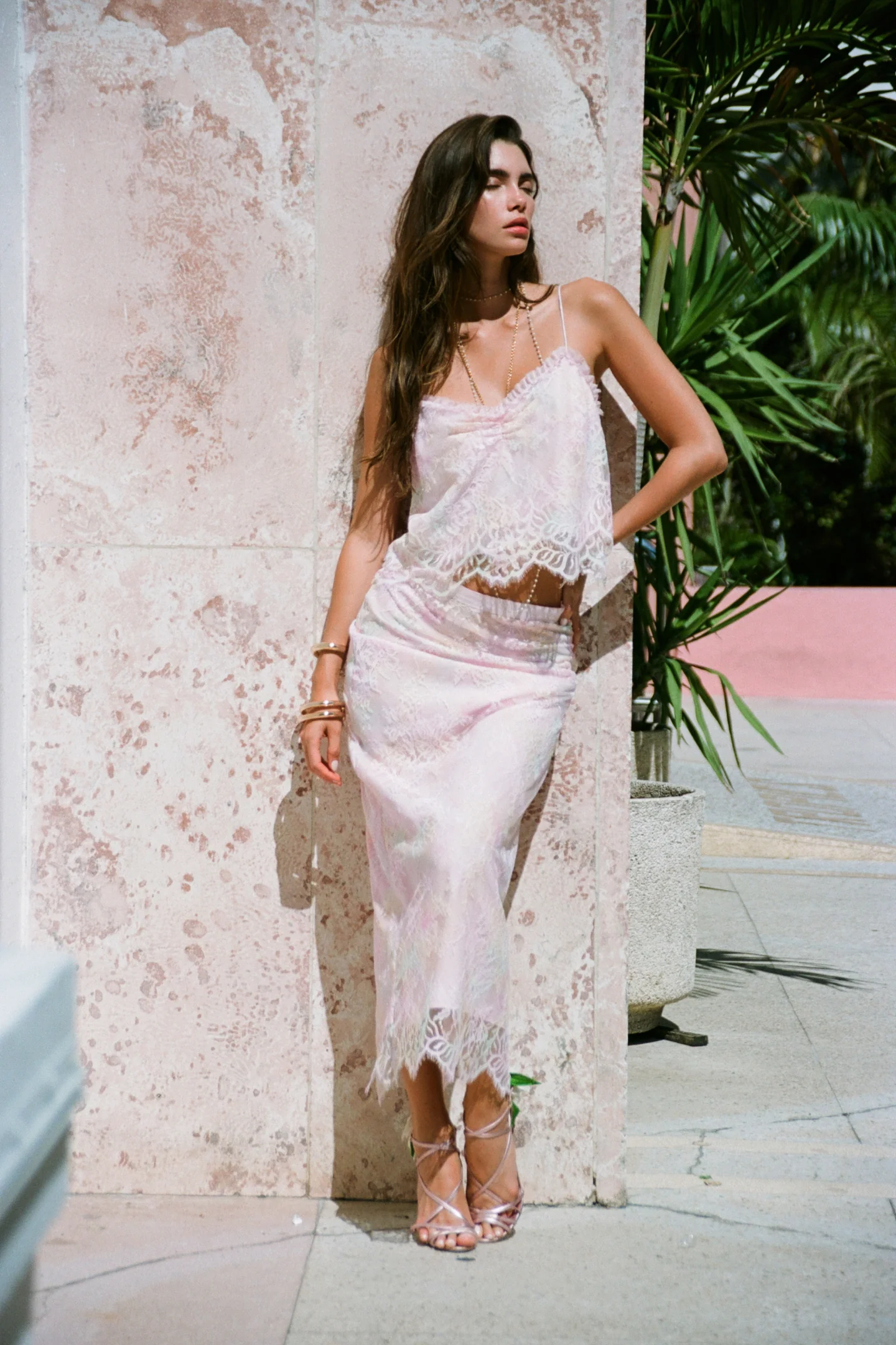 Goodall Tie-Dye Lace Maxi Skirt